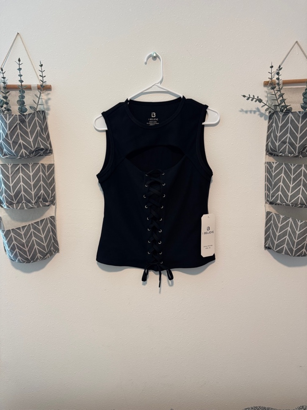 Black Lace-Up Cutout Tank